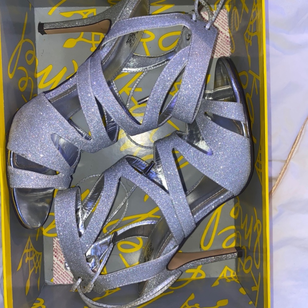 Silver sparkle heels